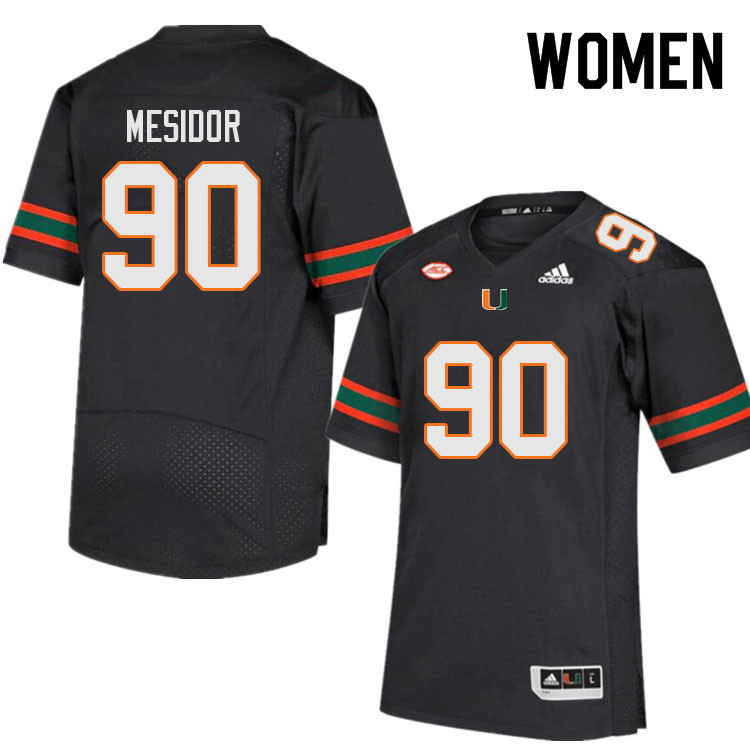 Women #90 Akheem Mesidor Miami Hurricanes College Football Jerseys Sale-Black - Click Image to Close